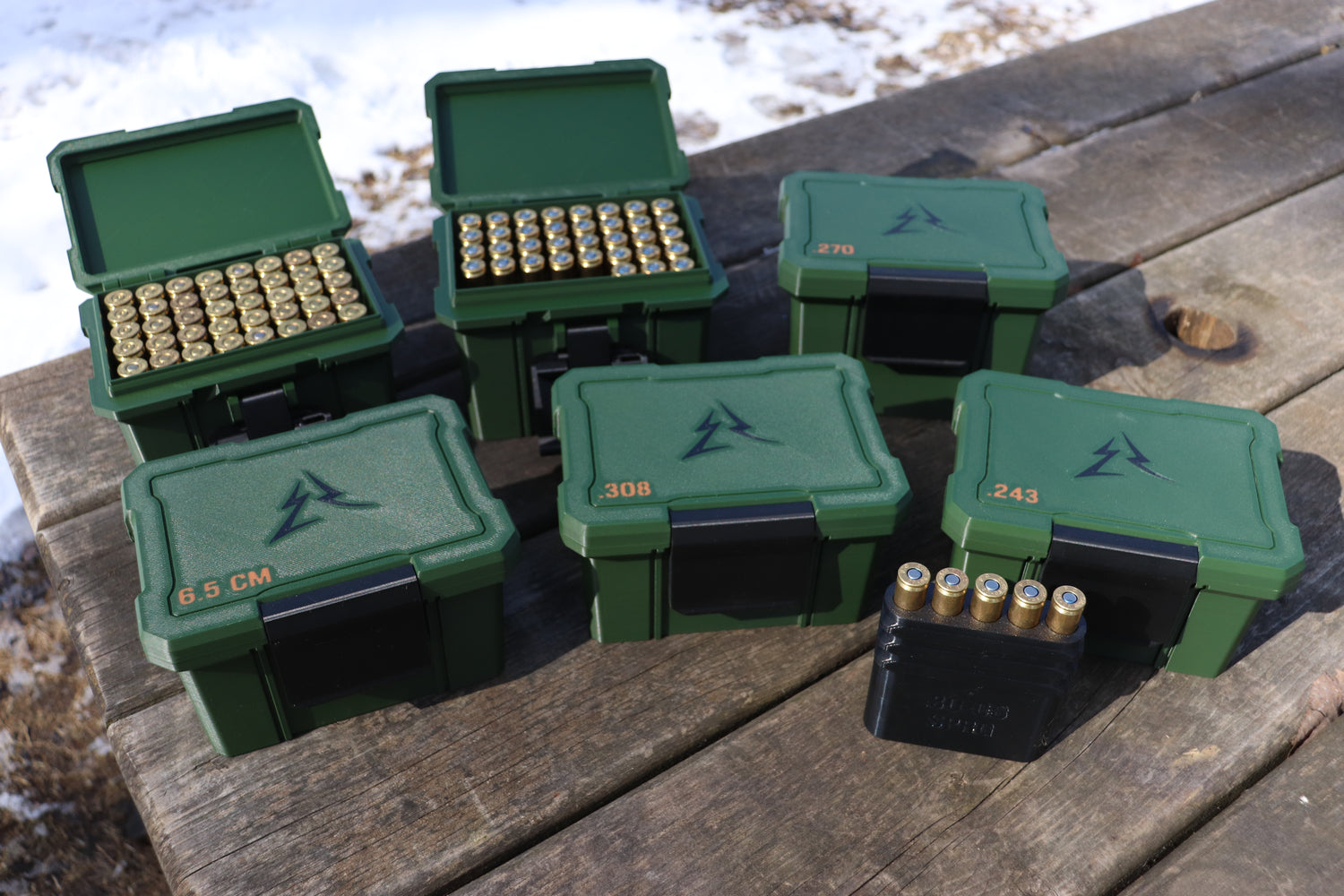 East Ridge Rifle Ammo Boxes on a shooting bench